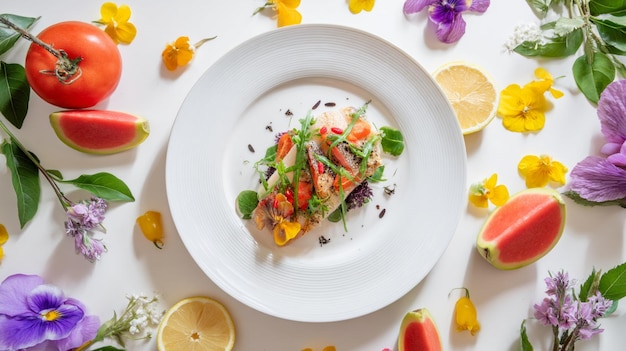 Taliz z kolorowym daniem